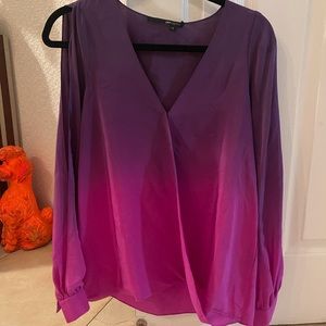 Jay Godfrey ombré pink purple silk blouse